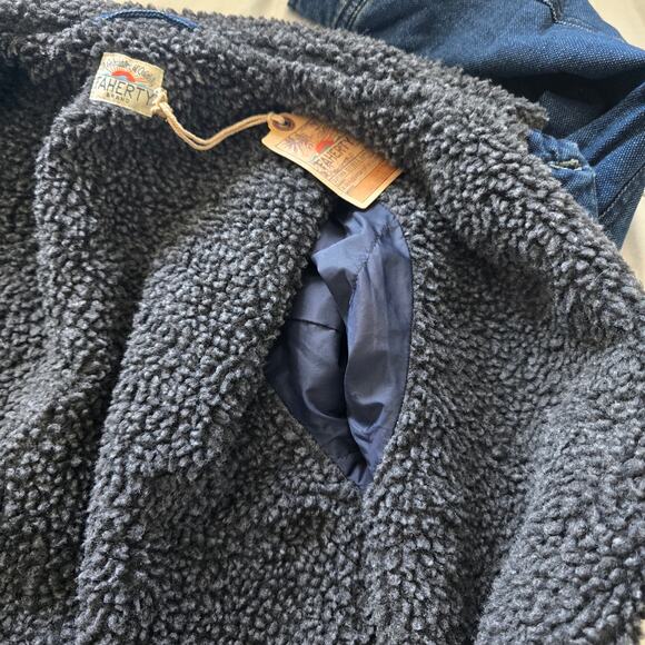 *NWT Faherty Mens Sherpa Lined Storm Rider Jacket Indigo Blue Size S Utility - Picture 8 of 11